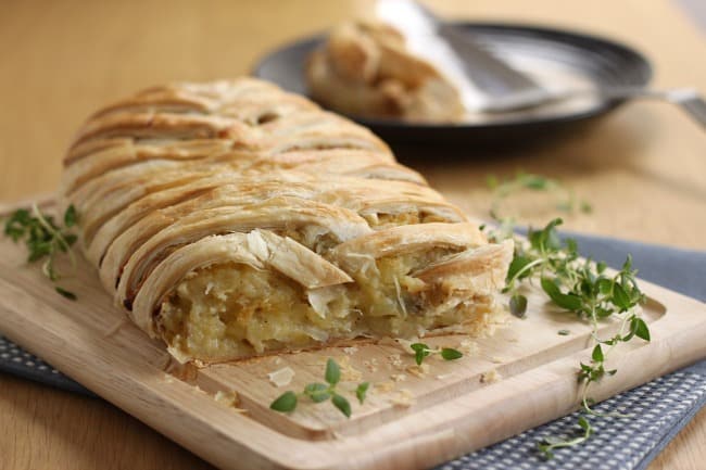Cheese and onion plait - making the plait is so much easier than it looks! A great veggie option for Christmas Day