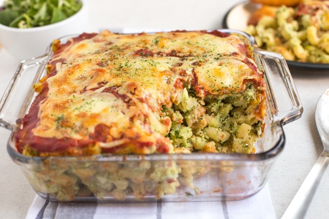 Creamy bean and spinach pasta bake