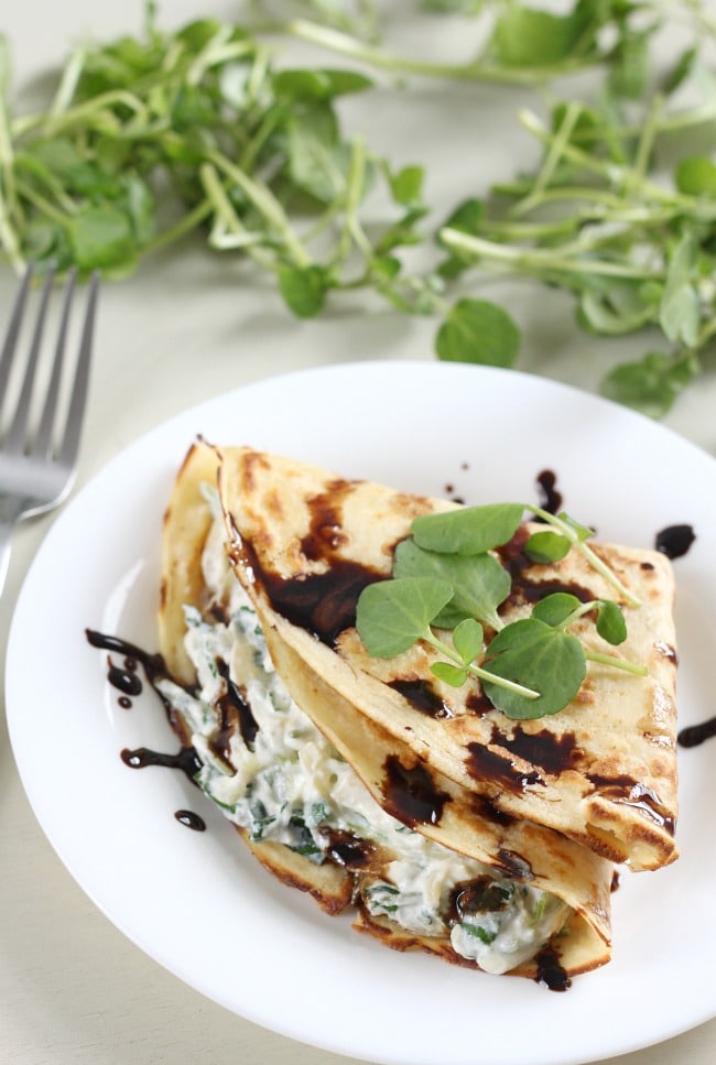 Creamy watercress stuffed crepes - amazing for brunch!