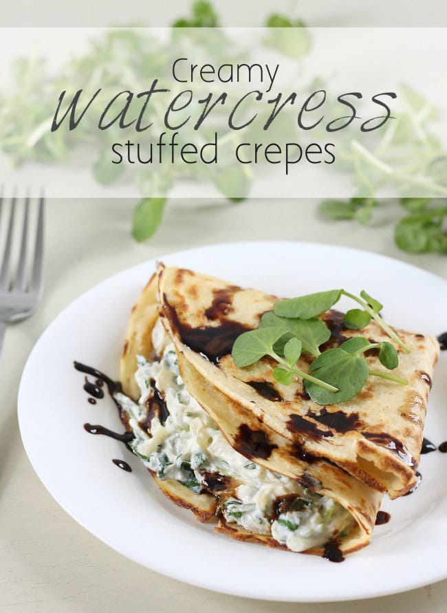 Creamy watercress stuffed crepes - amazing for brunch!