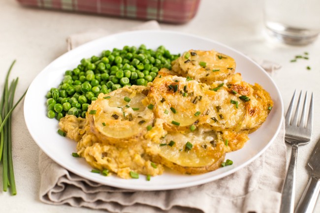 Goat’s Cheese and Potato Lentil Gratin