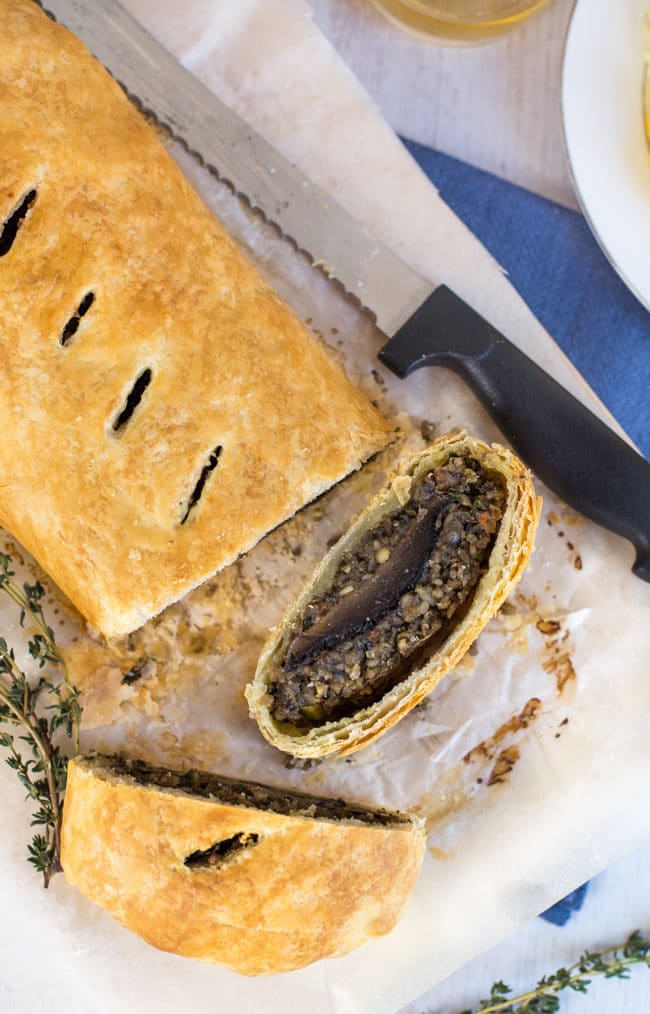 Vegetarian haggis and mushroom wellington - veggie haggis is DELICIOUS! Especially when you turn it into a beautiful mushroom wellington. Perfect for a Scottish Burns Night supper!